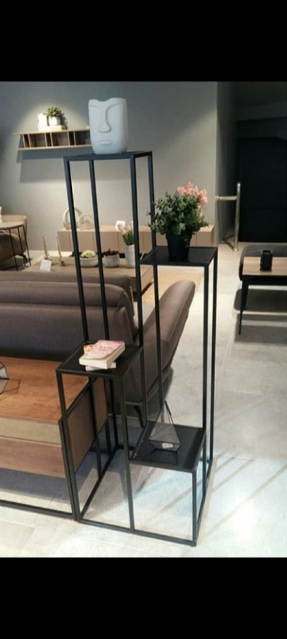 Çiçeklik Zlf 17147 Dekoratif Kule Metal Transmisyon Siyah Statik Boya El Yapım