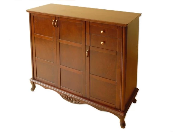 Ayakkabılık17139 Klasik Model Parlak CEVİZ Kaplama Kayın Aslan ayak Oyma El Yapım