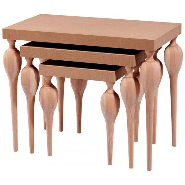 Zigon ILGZ 16813 Tombul Klasik Model Kayın ayak MDF kaplama tabla HAM El Yapım - 2