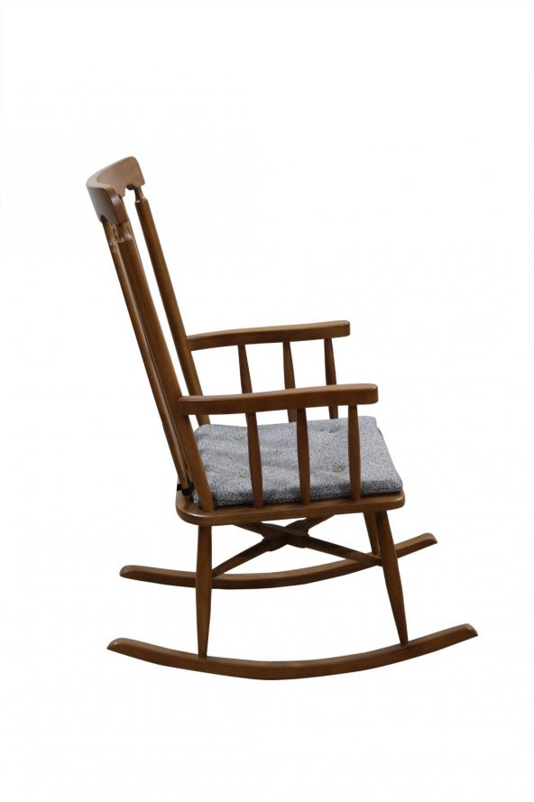 Sandalye 14611 Sallanır Bambu Kayın Ayak CEVİZ Lake Örgü kumaş minder El Yapım - 5