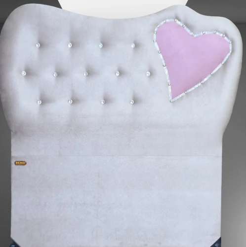 Başlık 14569 Tay Tüy Krem Kalpli 90 Lık Tek Kişilik Başlık - 3