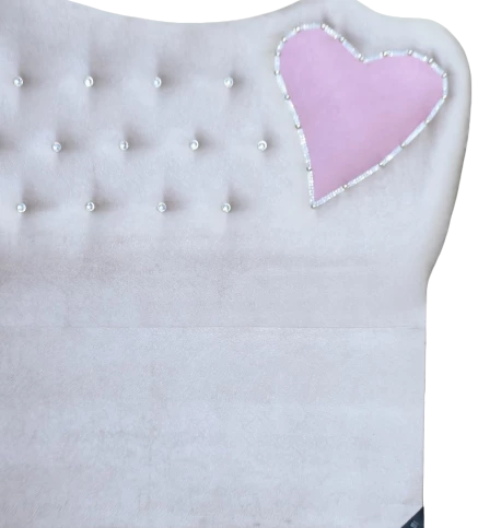 Başlık 14569 Tay Tüy Krem Kalpli 90 Lık Tek Kişilik Başlık - 6