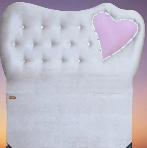 Başlık 14569 Tay Tüy Krem Kalpli 90 Lık Tek Kişilik Başlık - 2