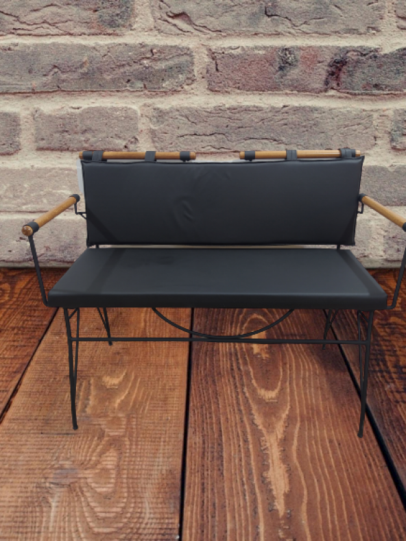 Sandalye ST BENC PENYEZ Klasik Model Metal Siyah fırın mat Kiremit Balkon-Bahçe