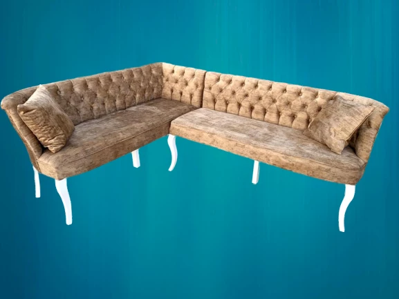 Köşe Takım 14555 Chester Model Ahşap Kayın Ayak ASLAN Babyfac Kahverengi El Yapım