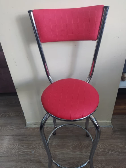 Sandalye ST 4565 BAR Yüksek Pembe FUŞYA 1ad Metal Çelik nikelaj Suni deri döşeme - 6