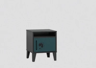 Komodin Urlu 14503 MİX SARI İnovasyon Model Dolaplı ANTRASİT - PETROL MAVİ Yüksek Ayak - 5