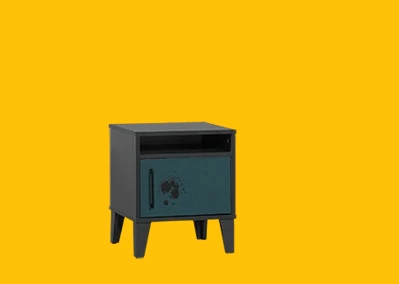 Komodin Urlu 14503 MİX SARI İnovasyon Model Dolaplı ANTRASİT - PETROL MAVİ Yüksek Ayak - 2