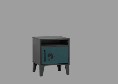 Komodin Urlu 14503 MİX SARI İnovasyon Model Dolaplı ANTRASİT - PETROL MAVİ Yüksek Ayak - 3