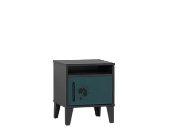 Komodin Urlu 14503 MİX SARI İnovasyon Model Dolaplı ANTRASİT - PETROL MAVİ Yüksek Ayak