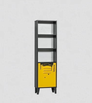 Kitaplık Urlu 14502 MİX SARI İnovasyon Model Dolap İki Raf GRİ-SARI Kombin El Yapım - 7