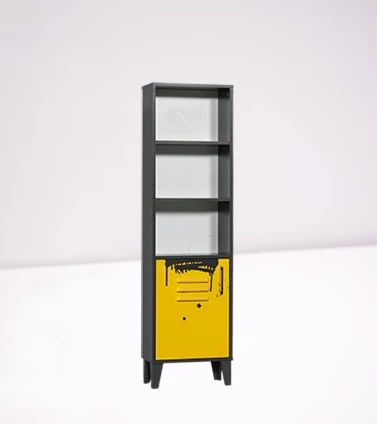 Kitaplık Urlu 14502 MİX SARI İnovasyon Model Dolap İki Raf GRİ-SARI Kombin El Yapım - 2