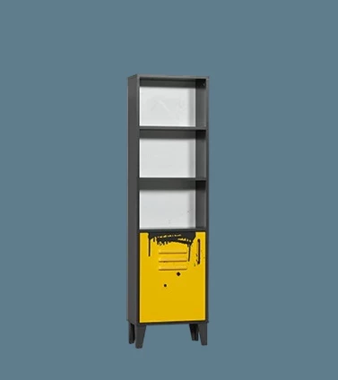 Kitaplık Urlu 14502 MİX SARI İnovasyon Model Dolap İki Raf GRİ-SARI Kombin El Yapım - 5