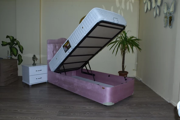 Baza Yatak Başlık 14237 Ful Ortapedik Yatak Taytüy Pembe Silin Metal 100*200 - 2
