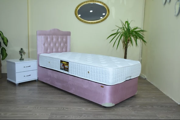 Baza Yatak Başlık 14237 Ful Ortapedik Yatak Taytüy Pembe Silin Metal 100*200 - 3