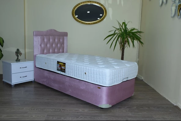 Baza Yatak Başlık 14237 Ful Ortapedik Yatak Taytüy Pembe Silin Metal 100*200 - 4