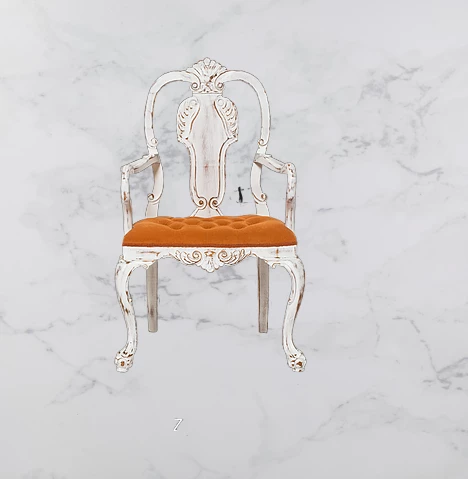 Sandalye 14225 Zus596-176 OYMALI KRAL Lüks Kayın Aslan Beyaz Ayak Babyface kumaş