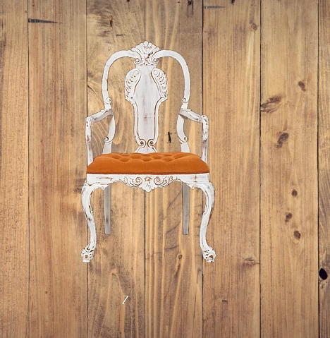 Sandalye 14225 Zus596-176 OYMALI KRAL Lüks Kayın Aslan Beyaz Ayak Babyface kumaş - 2