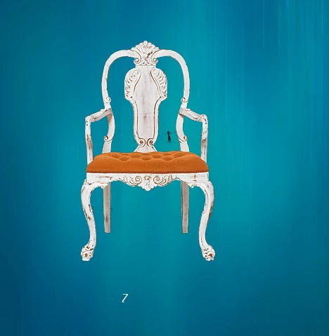 Sandalye 14225 Zus596-176 OYMALI KRAL Lüks Kayın Aslan Beyaz Ayak Babyface kumaş - 4