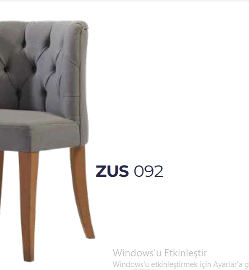 Sandalye 14211 Zus092 Kapitone Kavrar Sırt Berjer Model Kayın Ayak Gri Döşem Kumş - 3