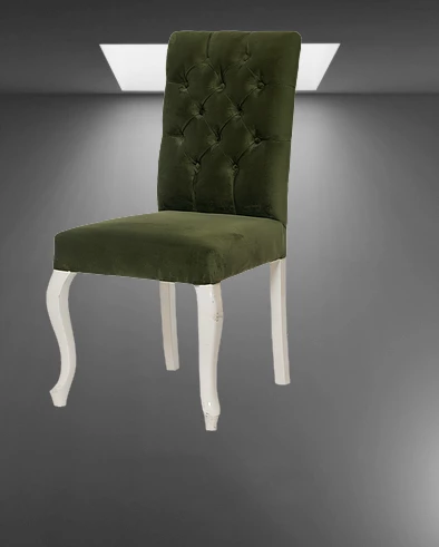 Sandalye ST 14209 Zus073 Kapiton Kayın ASLAN Ayak Parlak Beyaz Babyface Yeşil Döşem - Resim 2