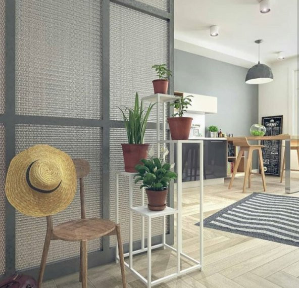 Çiçeklik Zlf 14194 Dekoratif Kule Model Metal Çelik Beyaz Statik Boya El Yapım