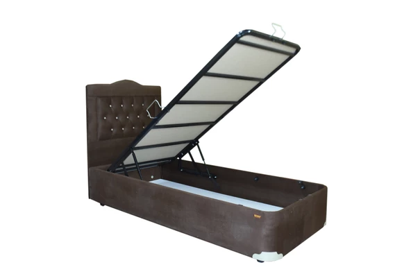 Baza-Başlık Tay Tüyü Kahverengi 14188 Kumaş Kapitone Metal Çelik 90*190 ElYapım - 3