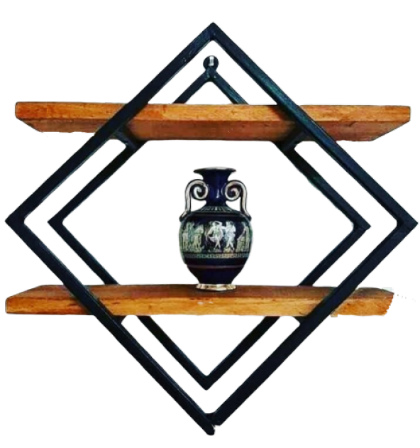 Kitaplık 14121 Monte ZLF İkili Ahşap Raf Metal Transmisyon Siyah Ayak El Yapım - 2