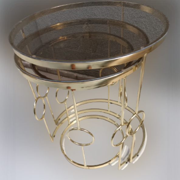 Zigon ZLF 14103 HaLKALI Model füme Temper Cam Tabla Metal Gold kaplama El Yapım - 5