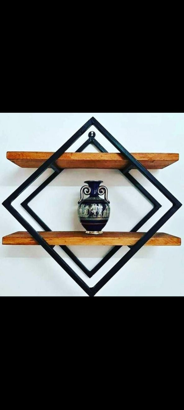 Kitaplık 14121 Monte ZLF İkili Ahşap Raf Metal Transmisyon Siyah Ayak El Yapım - 5