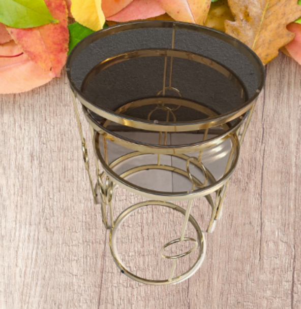 Zigon ZLF 14088 Halkalı model Cam Tabla Metal Gold kaplama kutu sevk El Yapım - 6