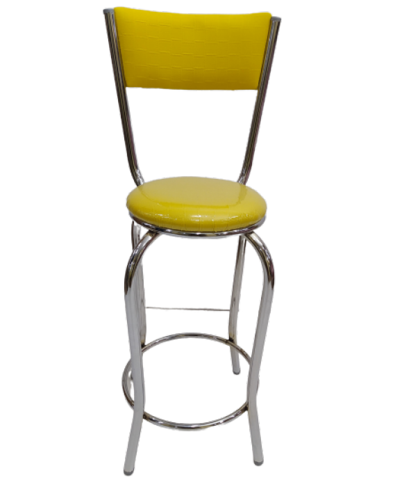 Sandalye ST BAR Tipi Yüksek Model  SARI 1ad Metal Çelik nikelaj Suni deri döşeme