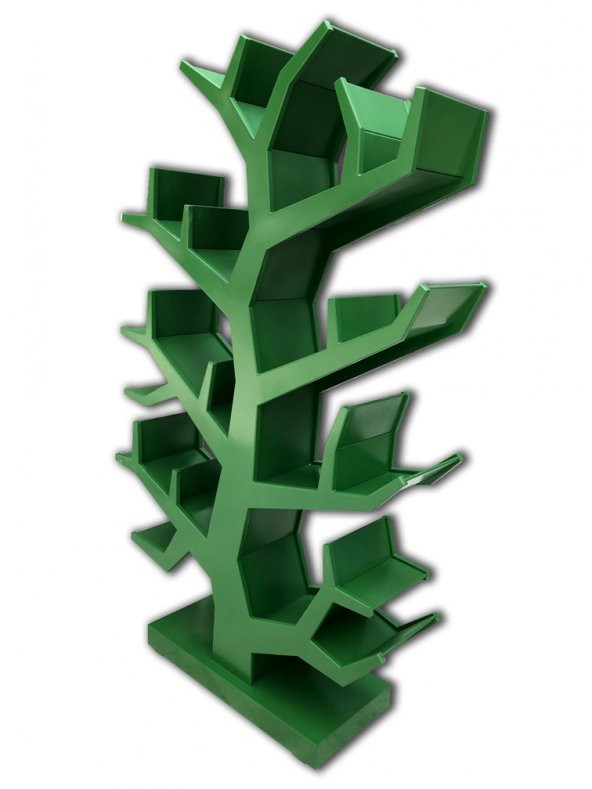 Kitaplık 13895 Ahşap AĞAÇ DALI model Tek Parça MDF Parlak YEŞİL Lake El Yapım - 2