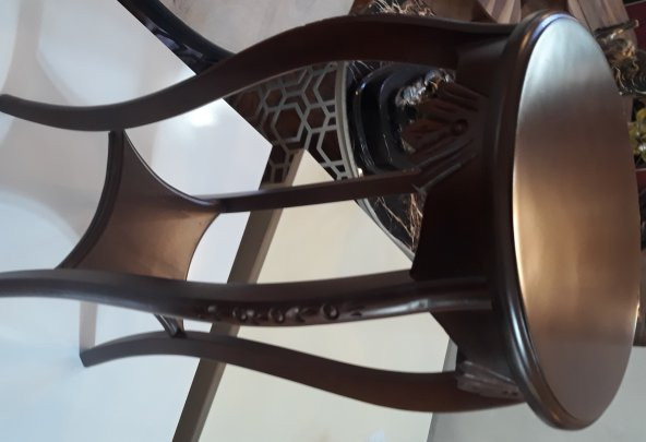 Fiskos 13904 Çiçeklik Oval Model Kayın Kaplama ve ayak Parlak Ceviz Oyma El Yapım - 2