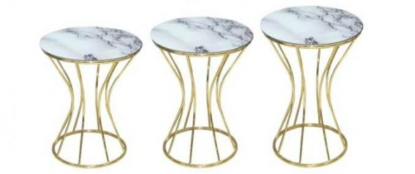Brc Zigon 13889 KUM SAATİ Beyaz Mermer cam tabla Metal GOLD Renk Kaplama El Yapım - 3