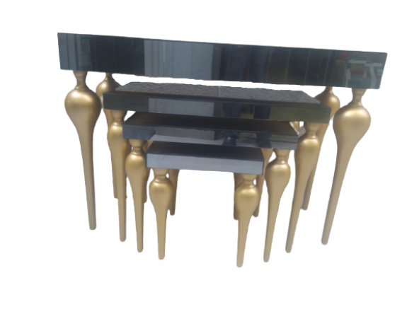 Dresuar-Zigon 13873 TOMBUL Model Kayın MDF tabla Parlak GOLD renk Füme cam Kaplam