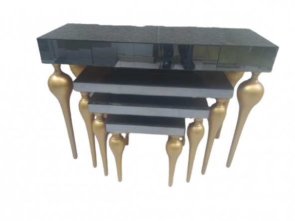 Dresuar-Zigon 13873 TOMBUL Model Kayın MDF tabla Parlak GOLD renk Füme cam Kaplam - 2