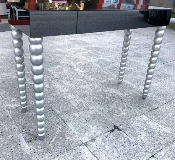 Dresuar 13871 TOMBUL Elma Model Kayın Füme Ayna Parlak GRİ Lake renk ayak El Yapı