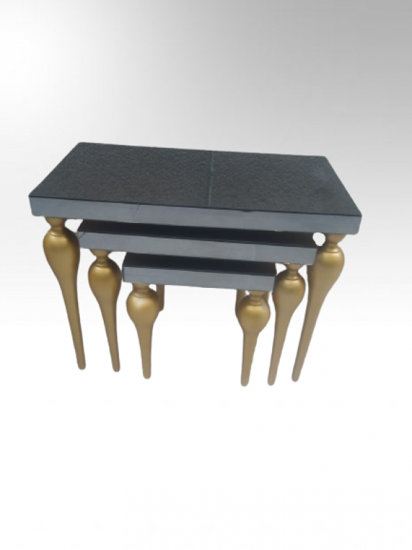 Zigon ILGZ 13874 Tombul ayak Model Kayın MDF tabla Parlak gold Füme cam Kaplam - Resim 3