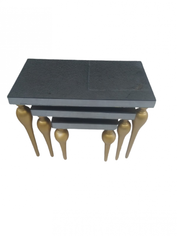 Zigon ILGZ 13874 Tombul ayak Model Kayın MDF tabla Parlak gold Füme cam Kaplam - Resim 7