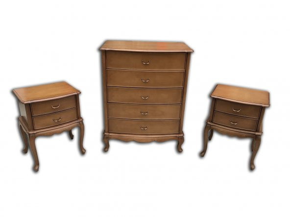 Şifonyer Komodin 13857 Klasik Model Kayın Aslan Ayak Bombe Çek Ceviz renk Eskitme