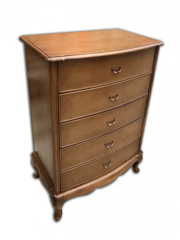 Şifonyer 13856 Bombe Çekm Klasik Model Kayın Ayk Parlak Ceviz Natüre Eskitme Kulp