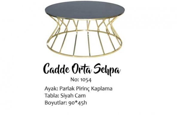 Brc CADDE 13852 Zigon-Orta sehpa Model Metal Gold Renk kaplama Siyah TEMPER Cam - 2