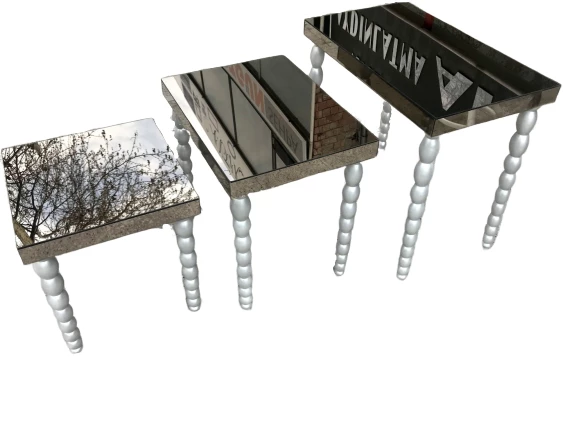 Zigon Sehpa 13818 Elma Parlak GRİ Lake Kayın Torna Ayak Ayna Kaplam tabla El Yapı ürün görseli