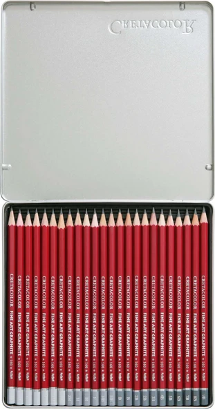 Cretacolor CLEOS Fine Art Graphite Pencils 24'lü Dereceli Kalem Seti Metal Kutu / 16024 - 2