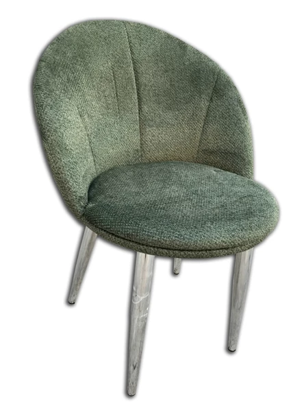 Sandalye 13803 GÜNEŞ-Dökme Sünger Metal Nikelaj 1ad yeşil keten kumaş El Yapım