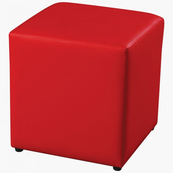 Benc 13786 Puf Kapitone Rugan Suni deri Kırmızı Kumaş Kayın Gövde Kare El Yapım - 2