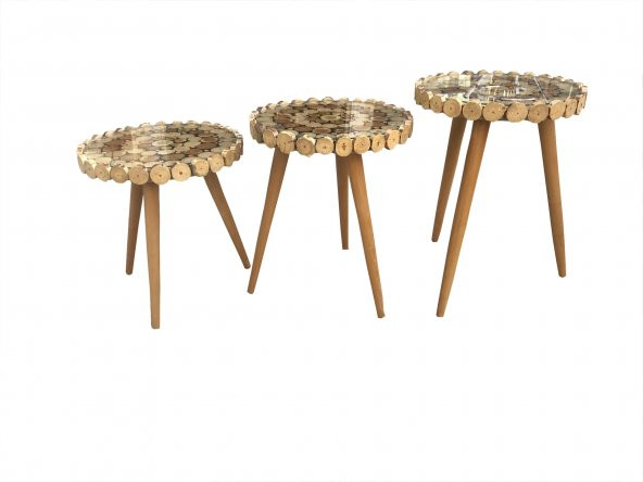 Zigon 13767 Sehpa KÜTÜK KESME Model Doğal Ağaç Natüre Kayın RETRO ayak El Yapım ürün görseli