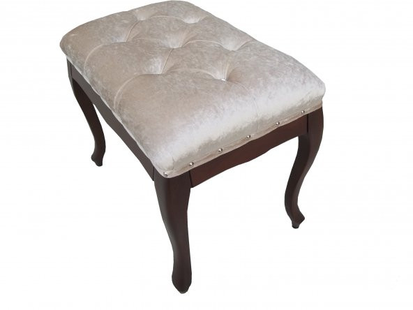 Benc 13741 Puf Kapitone Avangart Babyface Kumaş Krem Kayın RETRO ayak El Yapım