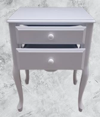 Komodin 13750 Klasik Model Kayın Aslan ayak Parlak BEYAZ Renk Porselen Kulp El Yapım - 2